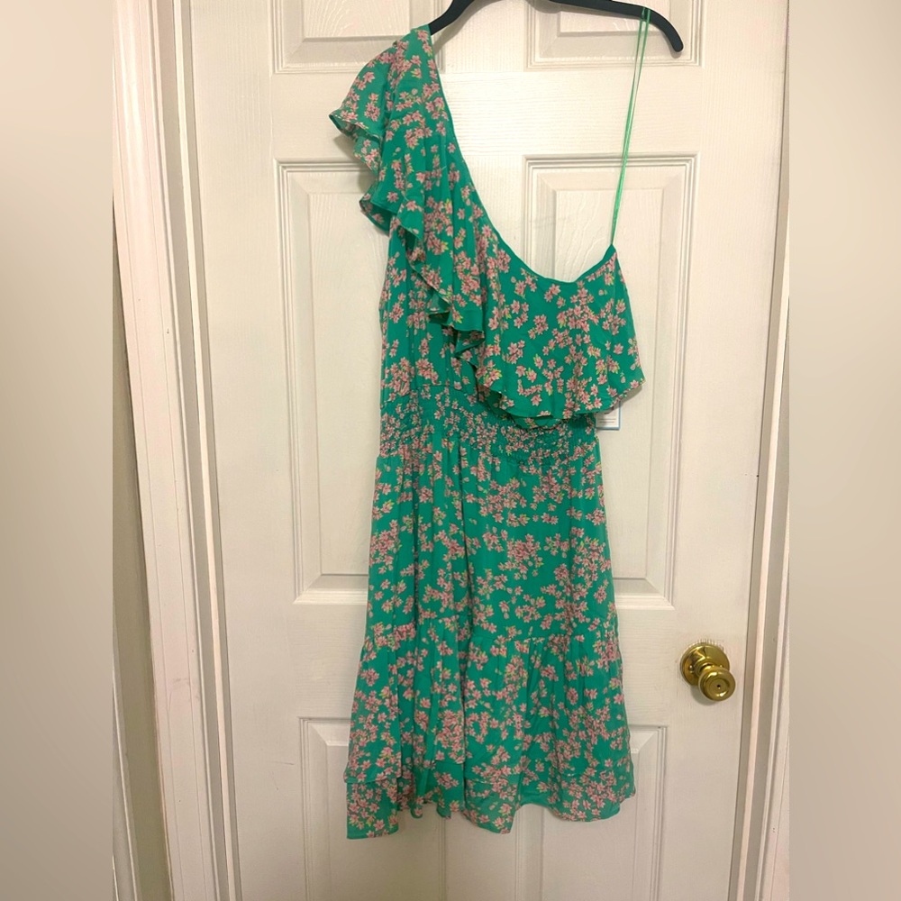 DRAPER JAMES RSVP One Shoulder Ruffle Front Dress